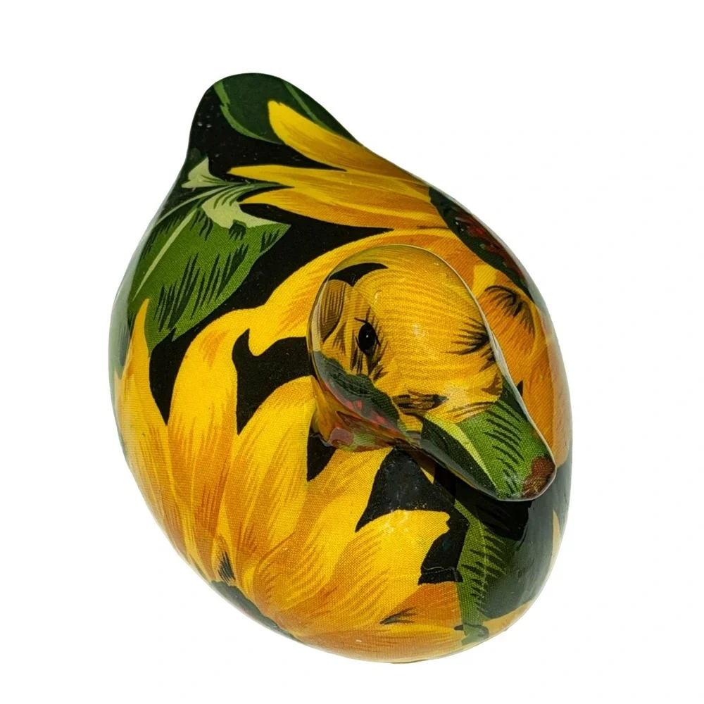 Duck Frog Floral Sunflower Decoupage Ceramic Figurine Set 2 Duck 7.25